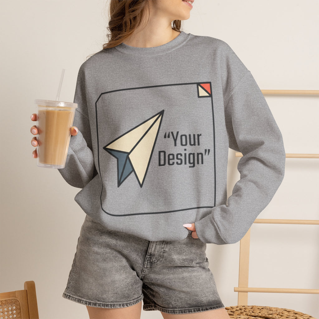 Paper Plane Graphic Sweatshirt — "Your Design" Minimal Retro Crewneck
