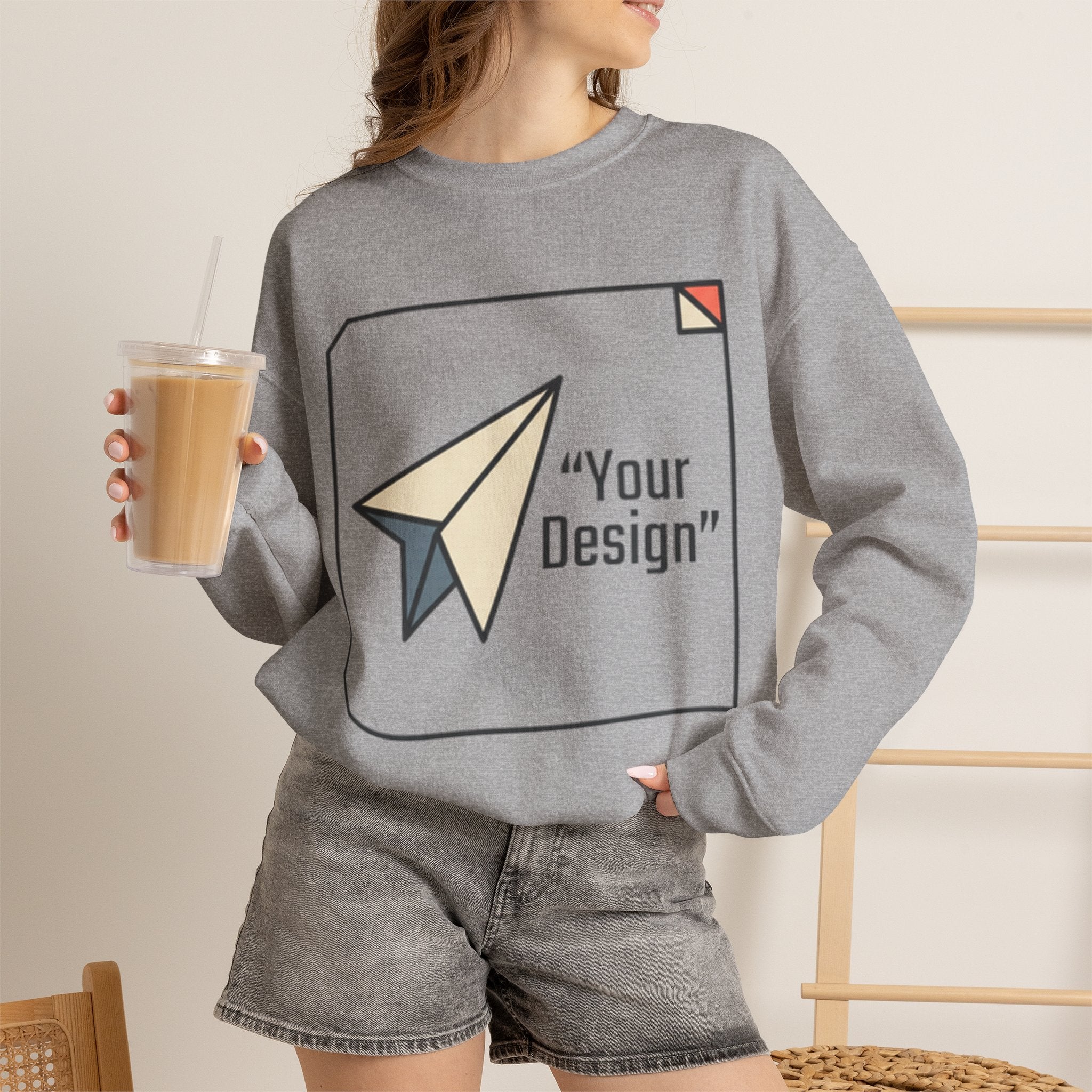 Paper Plane Graphic Sweatshirt — "Your Design" Minimal Retro Crewneck