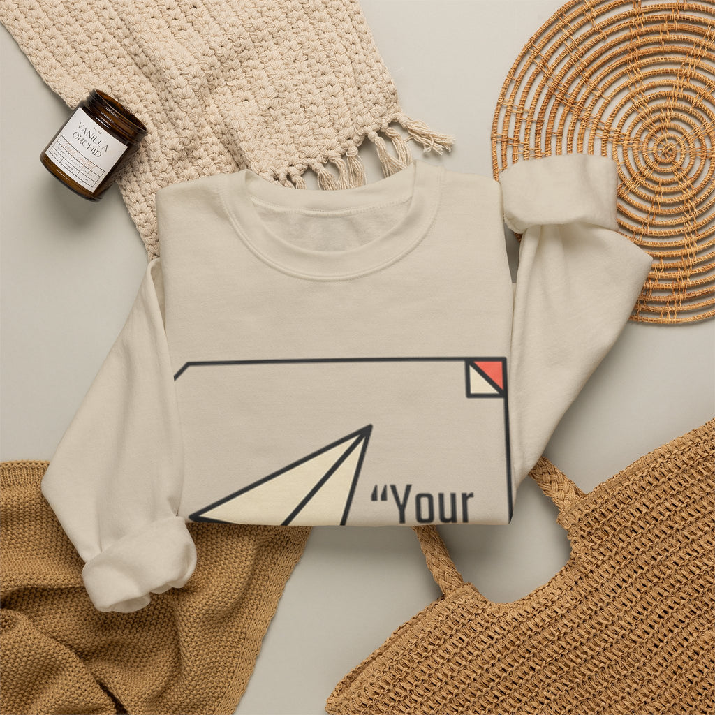 Paper Plane Graphic Sweatshirt — "Your Design" Minimal Retro Crewneck