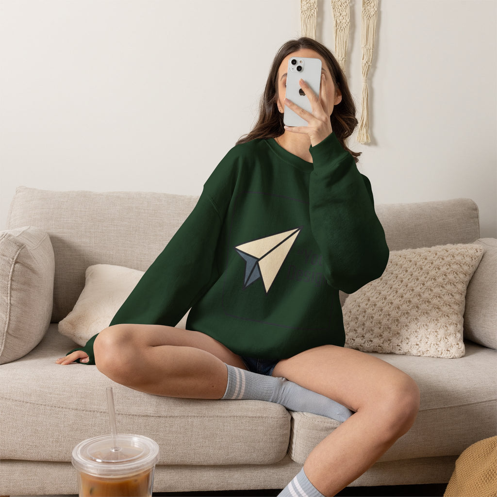 Paper Plane Graphic Sweatshirt — "Your Design" Minimal Retro Crewneck