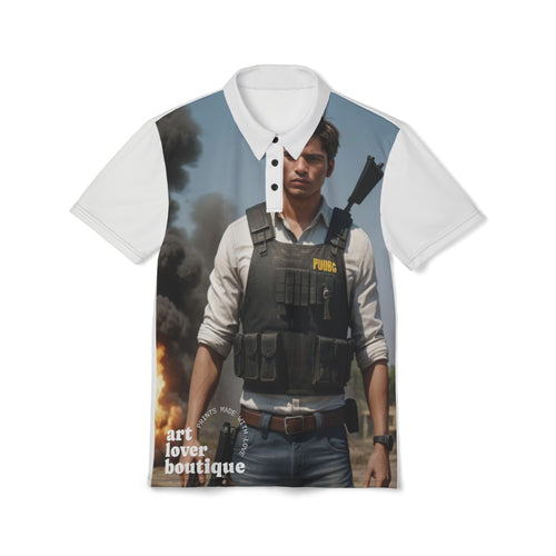 Tactical Graphic Polo Shirt — Armed Officer Print