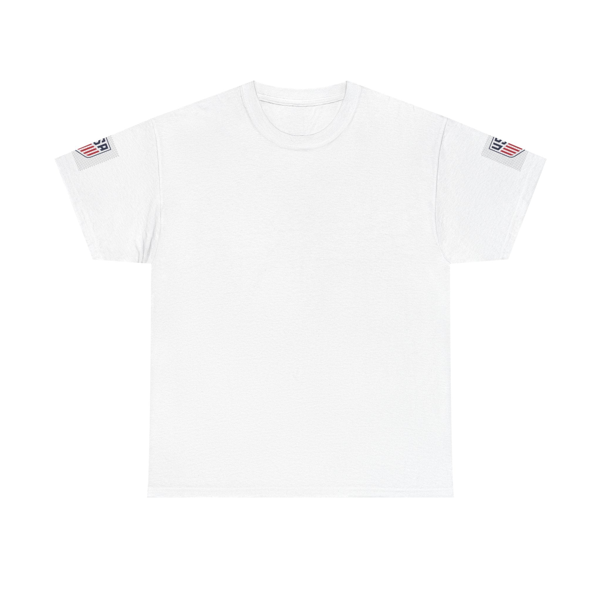 American Flag Sleeve T-Shirt — Patriotic White Cotton Tee